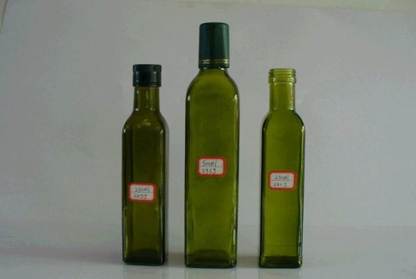 olive oil glass bottles, 250/500/750/1000ml, Dorica(round) and Marasca(square) types
