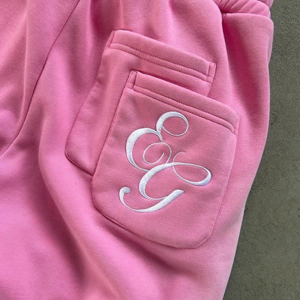 Custom Pink Diamond Hoodie Set Rhinestone Acid Wash Vintage Embroidered Hoodies Sweat Pant Sweat Suits Hoodie And Sweatpants Set