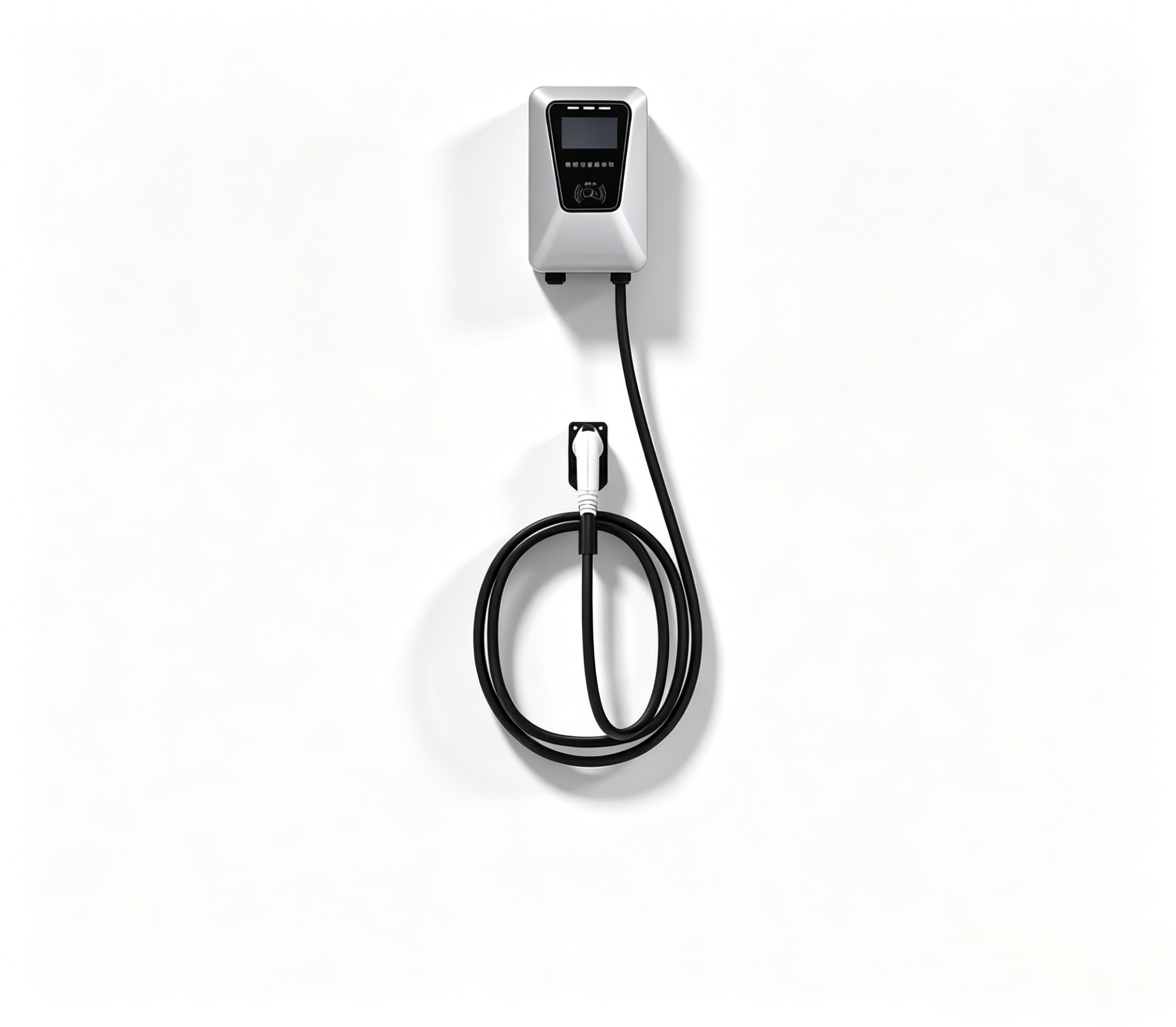 32A 7KW Silver Single Port EV AC Charging Station Wall Column Type