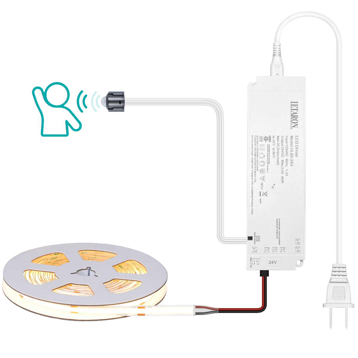 24V Super Bright High Lumen Led Shelf Light 3000K Warm White 5m Dimmable PIR Sensor LED Lighting