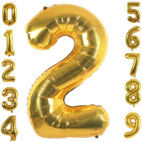 Gold Aluminum Foil Number 0-9 Balloons for Wedding and Party Decoration