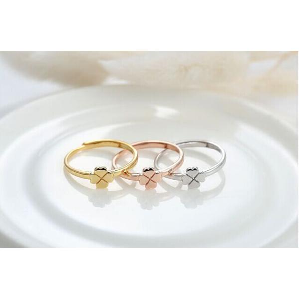 925 sterling silver jewelry lover Clover Korean Fashion Open Ring