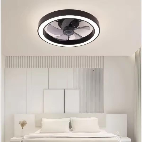 Lumière de ventilateur de 20 pouces de luxe Modèle noir et blanc simple Dimmable 5 lames Ventilateur de plafond