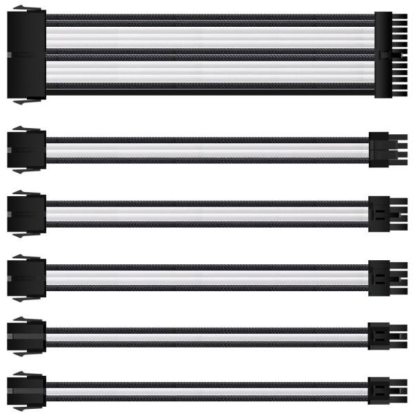 Sleeve Extension Power Supply Cable Kit 18AWG ATX 24P+ EPS 8-P+PCI-E8-P with Combs for PSU to Motherboard/GPU