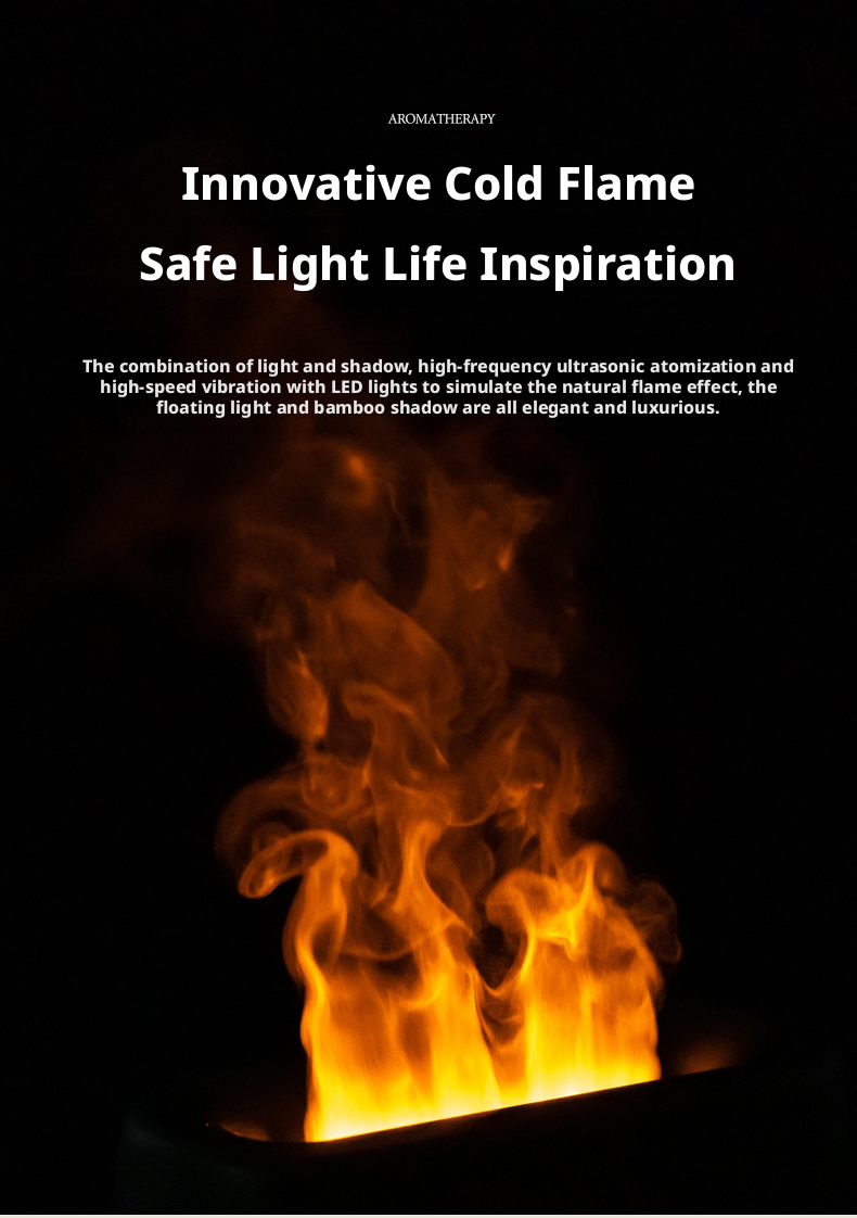 Essential Oil Flame Aromatherapy Diffuser USB Powered With LED Flame Light OEM Size