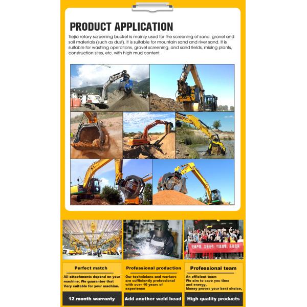 Multi Function Excavator Attachments Rotary Sand Washing Screen Bucket