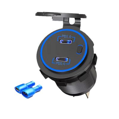 Type C Fast USB Charger For Car PD3.0 36W Dual Port Vehicle Marine Bus USB Charger