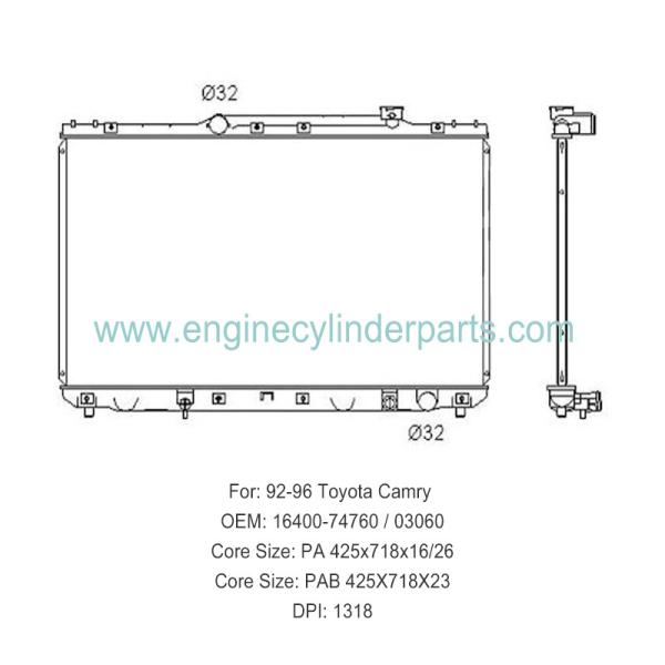 ISO9001 Toyota Camry Radiator Assy 16400-74760