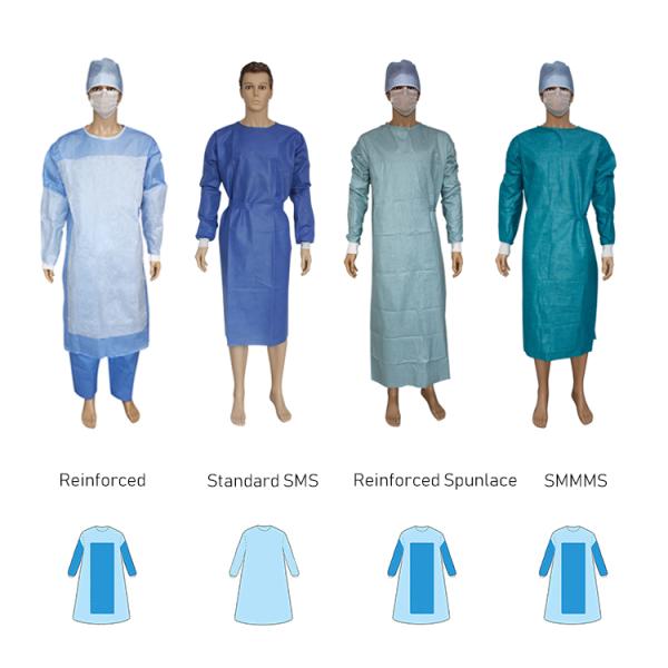 Mass Production Level3 50gsm Medical Antibacterial Disposable Surgical Gown