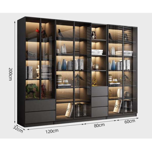 Caja de libro del estante del gabinete 5 de la habitación de H200cm W240cm con la puerta de cristal