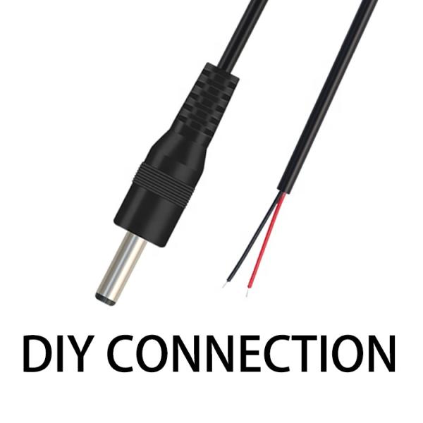 Jack à baril à courant continu mâle 3,5x1,35 mm à fil de fer décortiqué en fer blanc