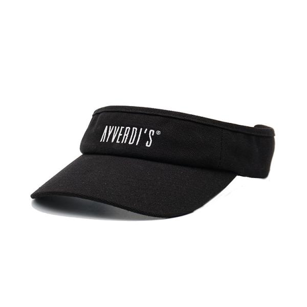 Boné Viseira De Sol Verão 58 cm Tecido Lona Tamanho Adulto Cor Preto Bordado Logotipo