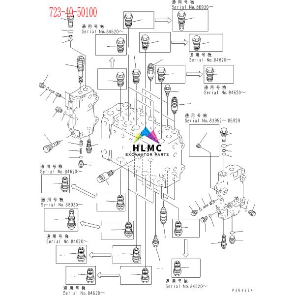 Hydraulic Parts Pc200-6 Main Relief Valve(6d95) Komatsu Relief Valve 723-40-50100