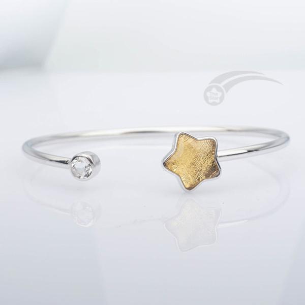 Fashionable 925 Sterling Silver Meteorite Cuff Bracelet Star Shape