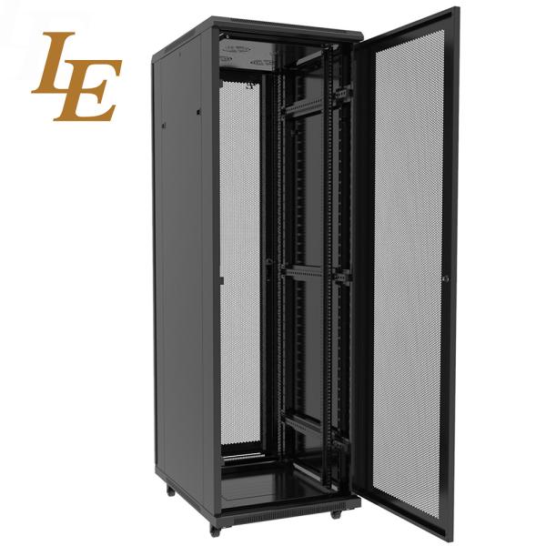 19-inch Factory Price RAL9004 Black RAL7035 Grey 18U 22U 27U 32U 37U 42U 45U 47U 600mm Width 600mm 800mm 1000mm Depth Floor Standing Server Racks Mesh Front Door Vented Back Door High Ventilation