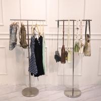 T Shape Metal Retail Display Round Base Adjustable Height SS Display Rack For Clothing