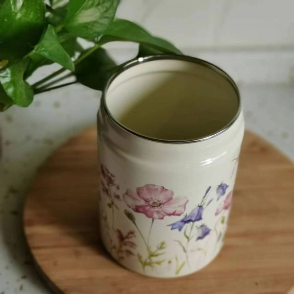 Marble Color Coating Enamel Food Container Bacon Grease Container Leakproof With PE Lid