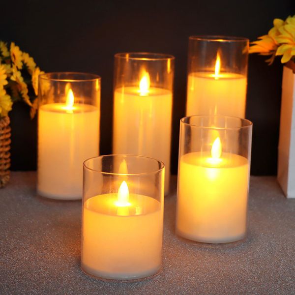 Remote Control LED Pillar Candle with 3D Flame Effect and Timer Function for Wedding Party Decoration