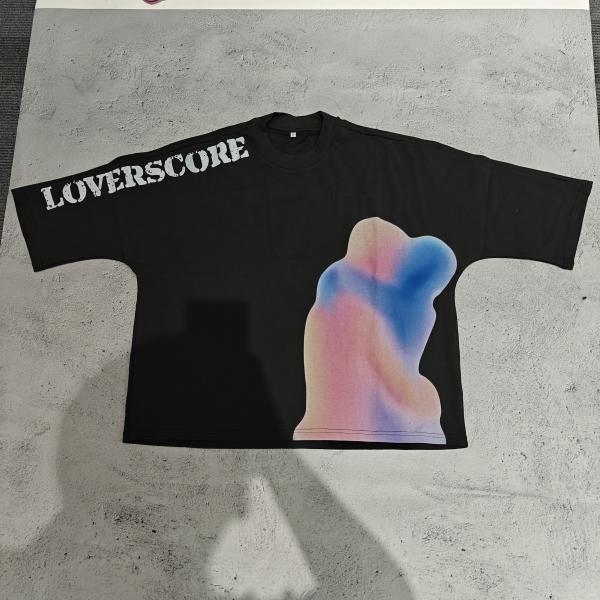 Customized Printed Premium 240 Gsm Cotton T Shirts Crew Neck Oversized Cut Raw Hem Boxy Cropped T Shirt for Men