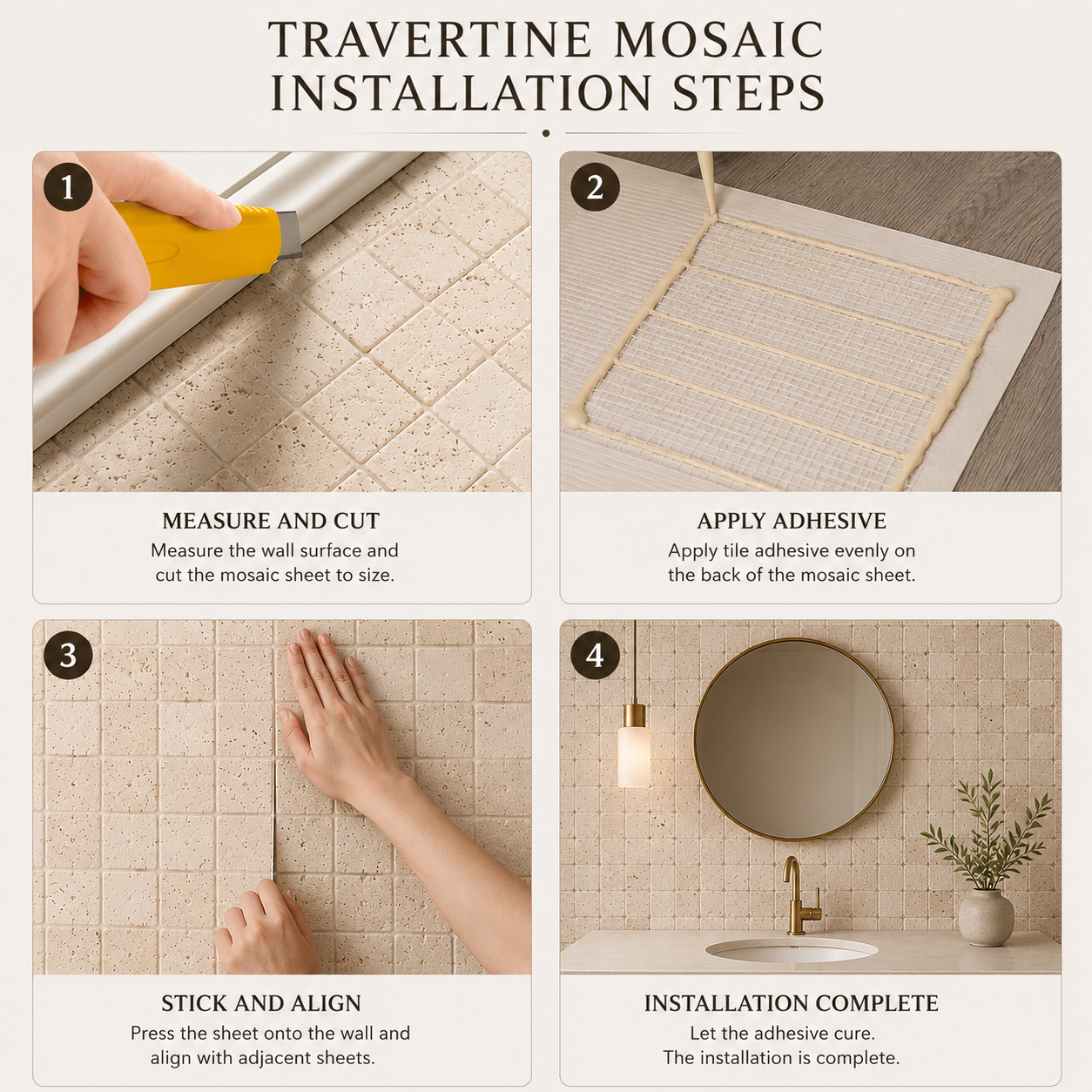 Travertine Mosaic Flexible Stone Veneer Wall Panel Big Slab Indoor For Outdoor Cladding Decor