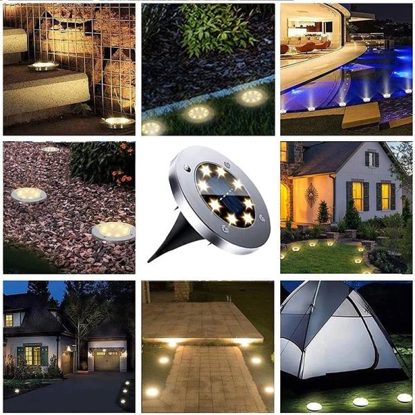Waterproof Solar Powered Ground Light Garden Pathway 8 LED Solar Powered Deck Lights