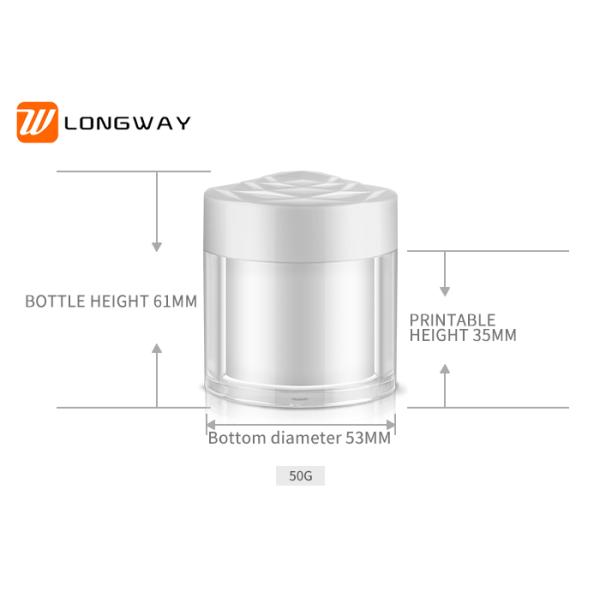 50g cream jar AS plastic transparent double wall jar pigment containe with white cap