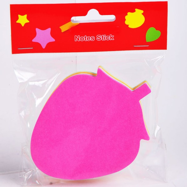 Hot sale round flower leaf heart star strawberry shape colorful fluorescence sticky note