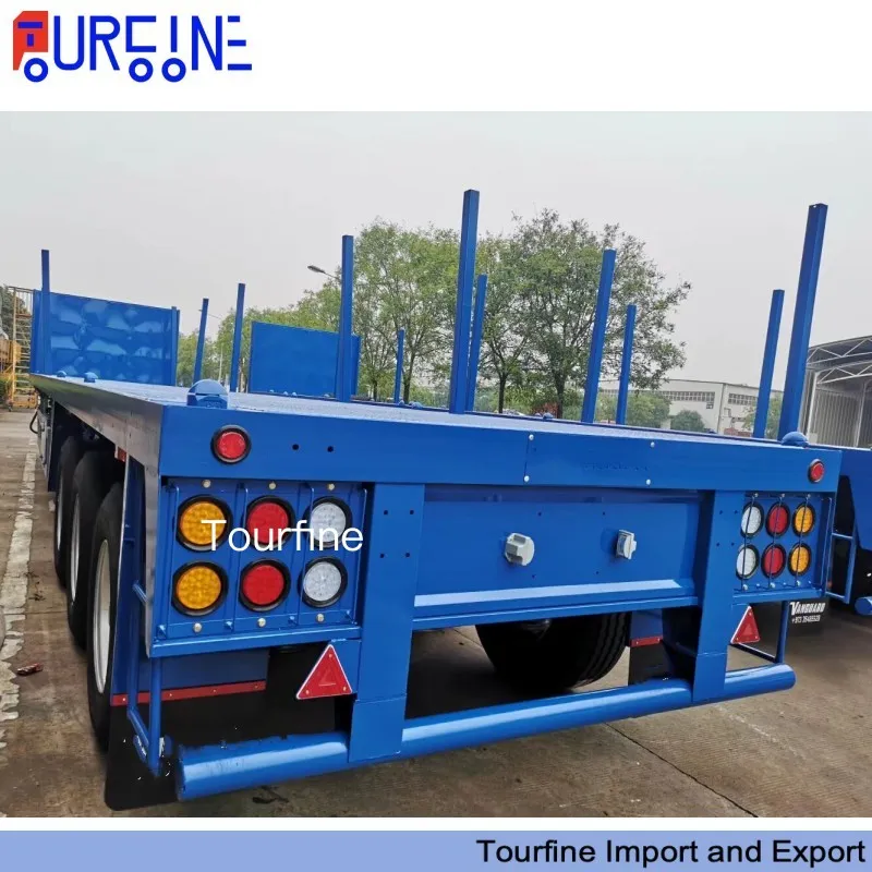 3 Axle Log Timber Semi Trailer with Side Stakes for Long Wood Transportation