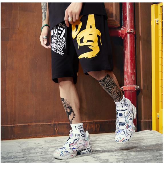 O punk rock Monogrammed de Hip Hop do short de Streetwear dos homens de 5XL 6XL afrouxa calças do esporte