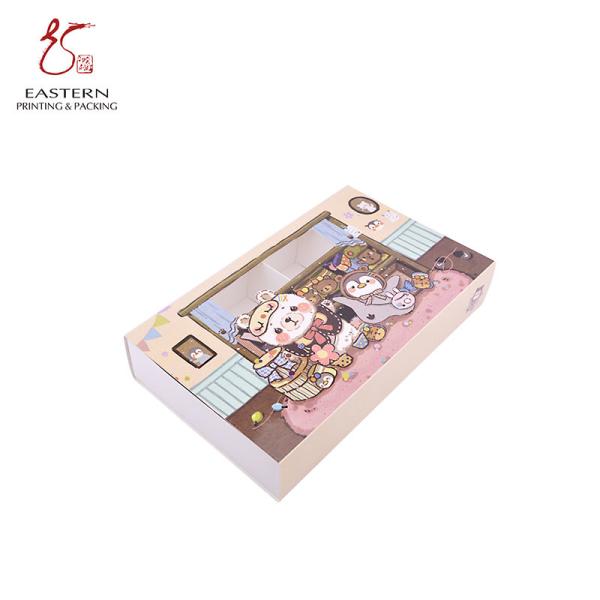 Caixa cor-de-rosa que imprime 350gsm que desliza caixas de presente da gaveta com janela de exposição