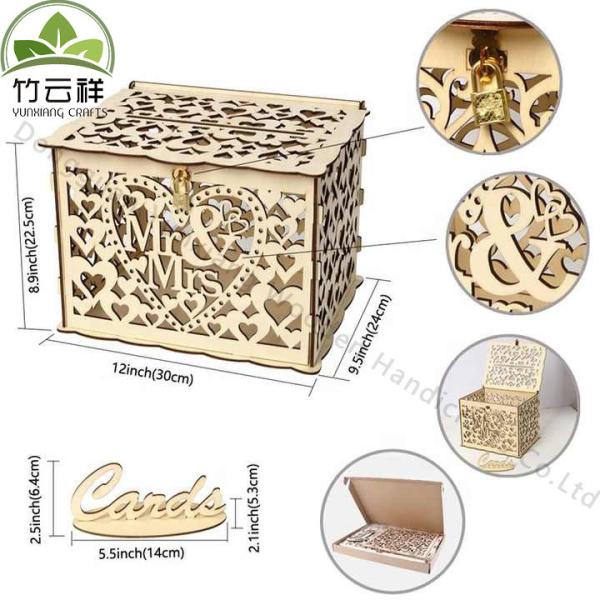Warm DIY Wedding Card Box with Lock Wood Card Box Gift Card Holder Card Box Perfect for Weddings, Baby Showers, Birthdays