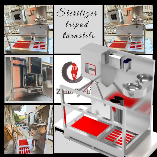 Stainless Steel Tripod Turnstile with Hand Sanitizer Dispenser