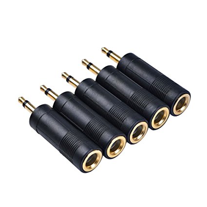 1/ 8 Inch Male to 6.35 mm Female Audio Cable Connectors , Mono Jack Adapter