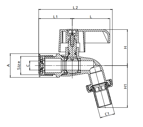 ABS Flat Lever Handle 1/2