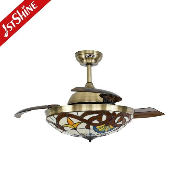 Vietnam Ventiladores de teto com luzes e lâminas ocultas 42 polegadas 106cm Design decorativo de cristal