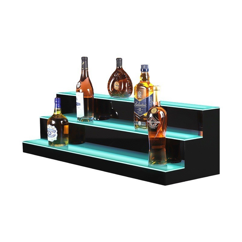 3-Tier Acrylic Wine Rack with LED Remote Control Lighted Wine Base, Bar &