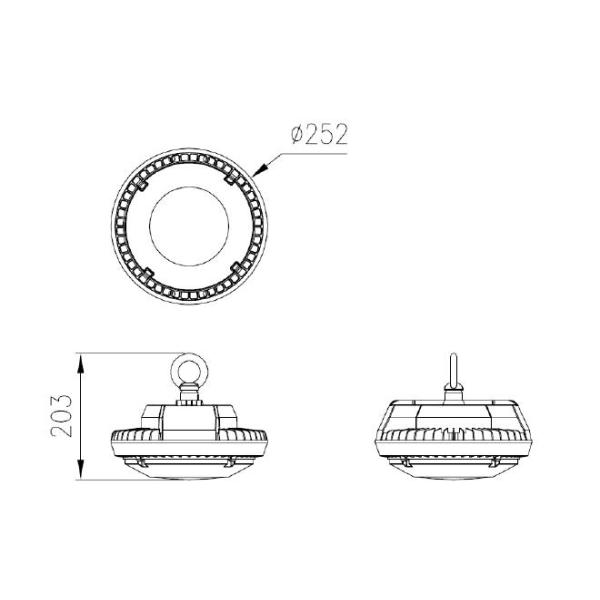 Hook Mounted 100watt Led High Bay Lighting 15° 30° 60° 90° 150° Lens Angle