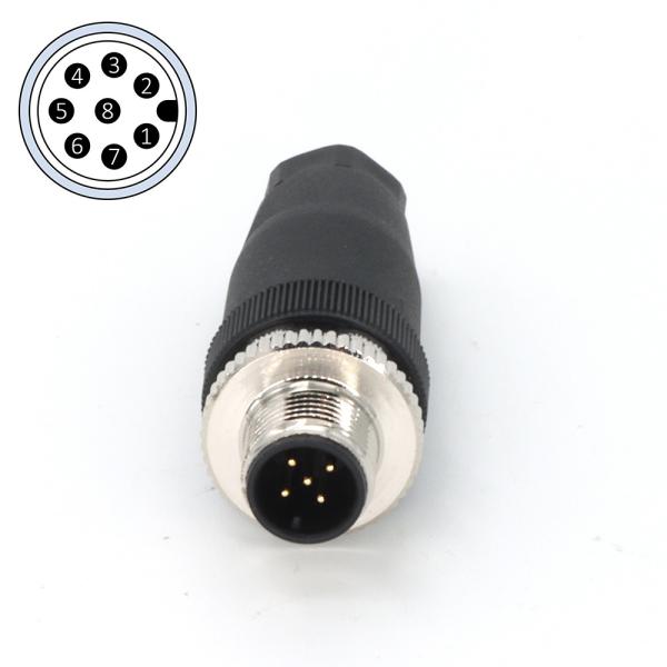 Male A Coded M12 Connectors 8 Pin Field Wireable Assembly IP67