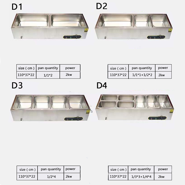 Rectangular Bain Marie Electric Food Warmer 150L 3 Pan Bain Marie