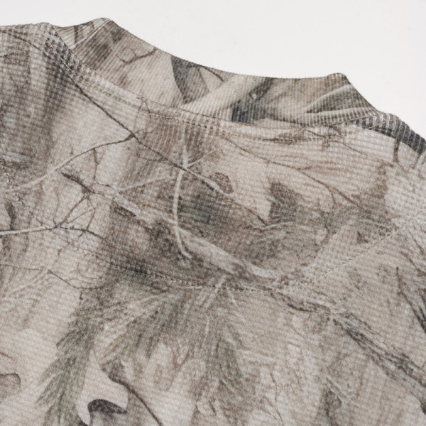 Branch Camo Waffle Long Sleeve Top, Boxy Oversized Functional Shirt with Heat Transfer Tactical Print | OEM ODM Customizable