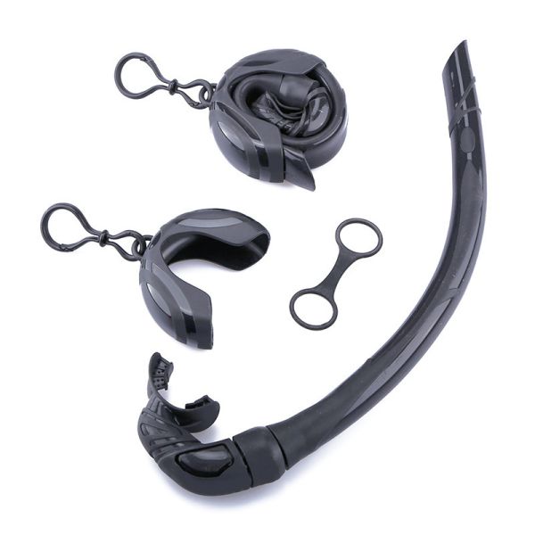 Portable breathing tube diving air exchange free swimming respirator, foldable full silicone hose, scuba diving equipment