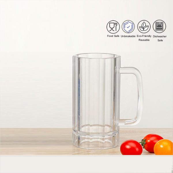470ml SAN Plastic Beer Glasses 16Oz Customizable Plastic Beer Mug With Handle