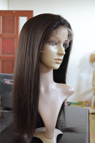 Beautiful Natural Looking Silky Straight Indian Remy Hair Hand Tied Full Lace Wig