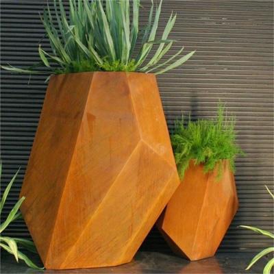 Potenciômetro de flor sextavado de aço de Corten do plantador geométrico interno e exterior do metal