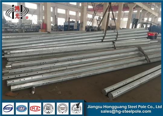 9M 10M Height Electric Steel Power Transmission Poles 10 KV - 220 KV Q345
