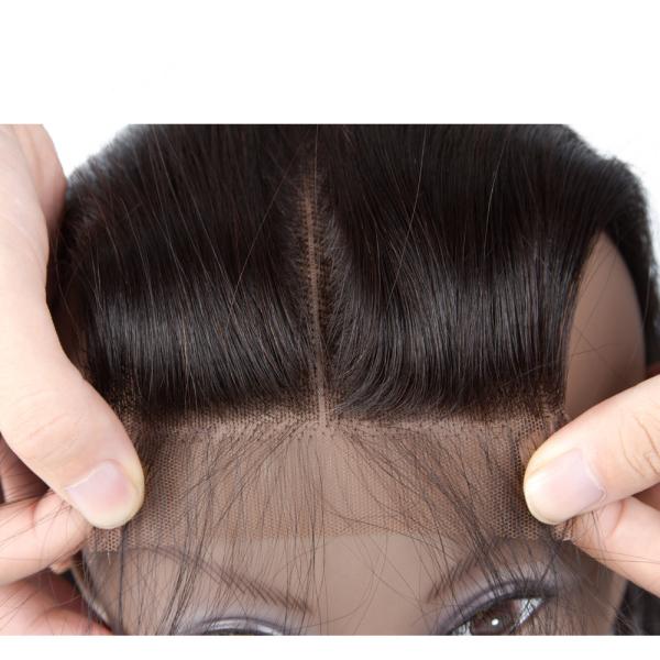 Paquets brésiliens de cheveux de Vierge naturelle droite de la couleur 100 avec la fermeture 4 x 4