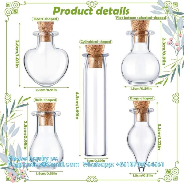 Small Mini Glass Bottles Jars With Cork Stoppers.Wishing Bottle Drifting Bottle Wedding Party DIY