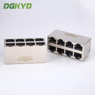 Proteja 2x4 o soquete duplo do lan dos portos da plataforma oito do conector dos ethernet do multiport rj45