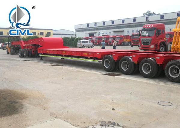 Low Bed 50 Ton Semi Trailer Trucks 3 Axles Gooseneck Drop Deck