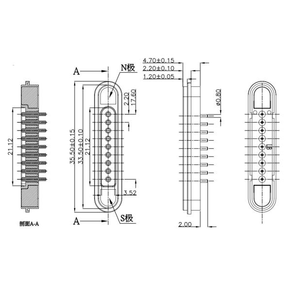 3A Magnetic Connectors Male And Female Pogo Magnetic Connector Right Angle